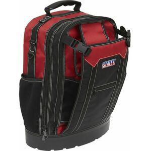 Loops - 390 x 200 x 490mm Tool Backpack - red Strong Multi Pocket Portable Tool Storage