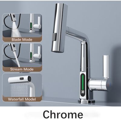 BEXTCOK Robinet De Lavabo Intelligent Shinesia Rainfall – Mitigeur Extractible Avec Écran Lcd, 3 Modes De Pulvérisation, Eau Chaude Et Froide BEXTCOK Robinet De Lavabo Intelligent Shinesia Rainfall – Mitigeur Extractible Avec Écran Lcd, 3 Modes De Pulvérisation, Eau Chaude Et Froide