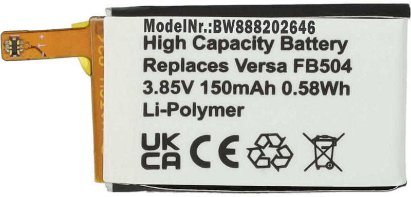 Vhbw - Replacement Battery compatible with Fitbit Versa, FB504, FB505 Smartwatch Watch Fitness Bracelet (150mAh, 3.85 v, Li-polymer) + Tools
