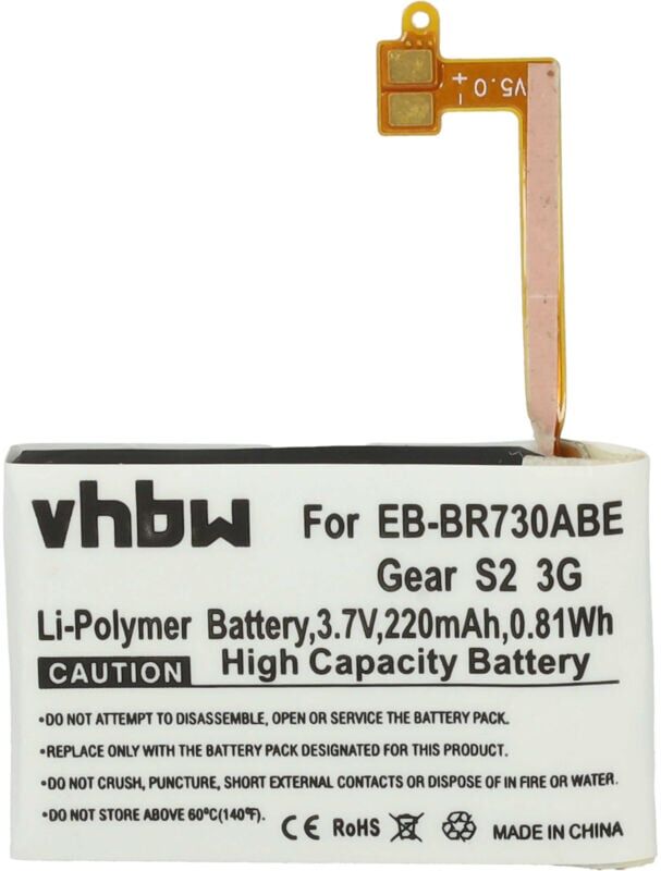 vhbw Replacement Battery compatible with Samsung Gear SM-R735, SM-R735A, Sport Smartwatch Watch Fitness Bracelet (220mAh, 3.7 V, Li-polymer) + Tools
