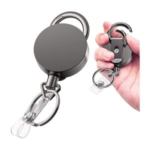 AOUGO 1 Pieces Heavy Duty Retractable Keychain, Expandable Key Ring with Hook, Retractable Retractable Keychain, Retractable Badge Holder, Heavy Duty