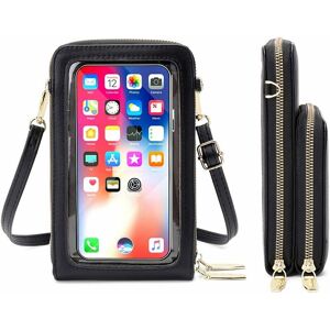 Touch Screen Cell Phone Pouch, rfid Crossbody Cell Phone Wallet Blocking Card Holder Wallet Small Crossbody Bags for Women Black - Denuotop