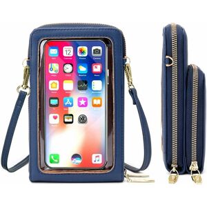 Touch Screen Cell Phone Pouch, rfid Crossbody Cell Phone Wallet Blocking Card Holder Wallet Small Crossbody Bags for Women Blue - Denuotop