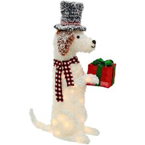 Mr Crimbo - Large White Light Up Dog Christmas Decoration Top Hat Scarf Snow 94cm