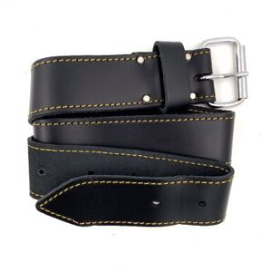 Professional Tool Industries - pti Premium Black Leather Belt 2 Wide Strap With Roller Buckle