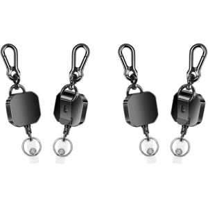 TLILY 4 Pack Retractable Keychain, Heavy Duty Metal id Badge Holder Key Reel, Carabiner Keychain with Belt Clip