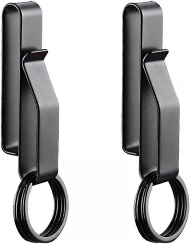 Cyslmuk - 2pcs Key Ring Clip, Tactical Key Holder with 4pcs Rings, Stainless Steel for Men's Belt Safety Carabiner Belt Quick Release Keychain