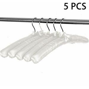 Set of 5 Satin Padded Hangers, Bridal Wedding Dress Sweater Hangers Silk Fabric Hangers Soft No Bumps for Coat Blouse Dresses, White - Alwaysh