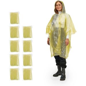 Relaxdays - 100x Rain Poncho, With Hood, Single-Use Raincoat for Adults, Unisex Rain Protection Cape, pe, Yellow Relaxdays - 100x Rain Poncho, With Hood, Single-Use Raincoat for Adults, Unisex Rain Protection Cape, pe, Yellow