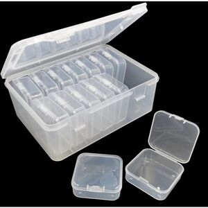 Héloise - 14 Pieces Small Storage Box with Lid, Clear Plastic Box and 1 Large Rectangular Plastic Storage Box for Beads, Jewelry, Small Items,