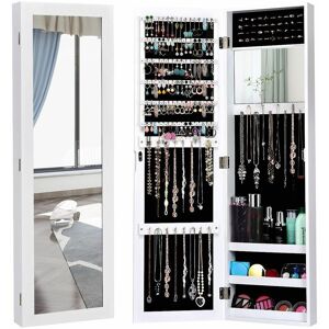 Costway - 2-IN-1 Jewelry Cabinet Wall & Door Mounted Jewelry Armoire Full-Length Mirror