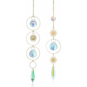 TINOR 2PCS Suncatchers Crystal Sun Catcher Decoration with Clear K9 Glass Hanging Sun Pendant Home Window Decoration