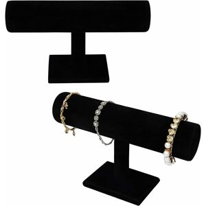 LANGRAY Black Velvet T Bar Bracelet Jewellery Display Stand (2 Pack) - Showcase Home Organiser Holder Rack For Jewellery, Watches, Necklaces and Bangles