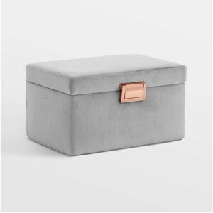 BTFY Jewellery Box - Grey Velvet Storage for Makeup - Dressing Table Organiser with Ring Pad, Removable Tray, Necklace Storage & Bracelet Holder - Bedroom