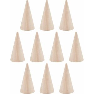 12 Pcs Wooden Display Stands, Cone Shaped Finger Ring Holder Jewelry Display for Rings Jewelry Show - Denuotop