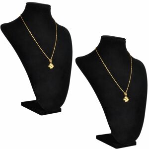 Berkfield Home - Flannel Jewelry Holder Necklace Bust Black 23 x 11.5 x 30 cm 2 pcs