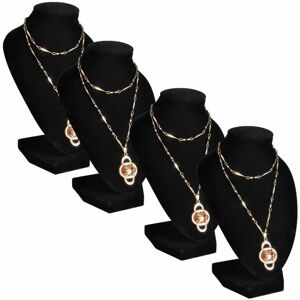 BERKFIELD HOME Flannel Jewelry Holder Necklace Bust Black 9 x 8.5 x 15 cm 4 pcs