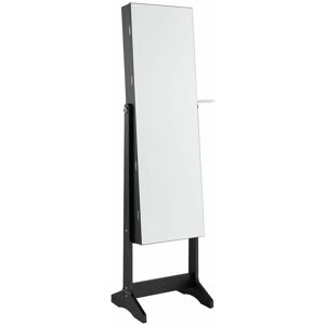 COSTWAY Freestanding Jewelry Mirror Cabinet Lockable Jewelry Armoire w/3-Color Led Light