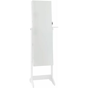 COSTWAY Freestanding Jewelry Mirror Cabinet Lockable Jewelry Armoire w/3-Color Led Light