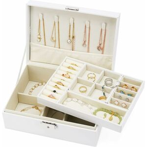 HÉLOISE Girls Two-Layer Jewelery Box, Pu Leather Lockable Jewelery Box, Jewelery Storage for Storing Rings Earrings Necklace Bracelet, Jewelery Boxes for