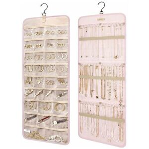 Rose - Hanging Jewelry Organizer with Metal Hooks, Double Sided Jewelry Holder for Earrings, Necklaces, Rings on Closet, Wall, Door, 1 Piece, Large,