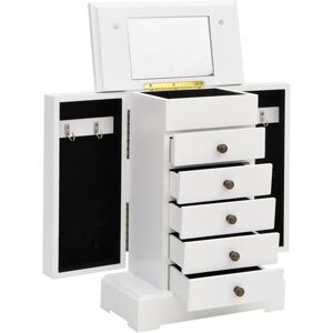 Jewellry Case with Mirror MDF 25x13.5x34 cm vidaXL - White