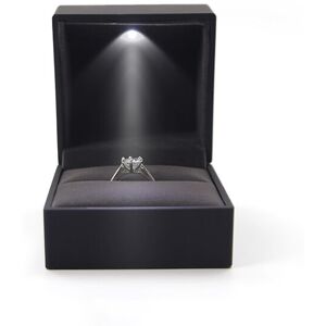 Led Illuminated Jewelry Box for Rings, Jewelry Storage Box, Proposal and Engagement Ring Box, Black - Rhafayre