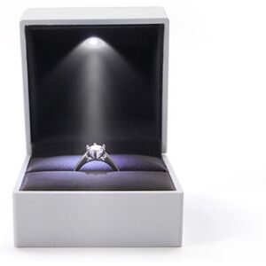 Led Illuminated Jewelry Box for Rings, Jewelry Storage Box, Proposal and Engagement Ring Box, White - Rhafayre