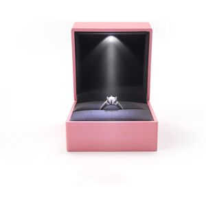 Led Illuminated Jewelry Box for Rings, Jewelry Storage Box, Proposal and Engagement Ring Box, Pink - Rhafayre