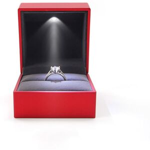 Led Illuminated Jewelry Box for Rings, Jewelry Storage Box, Proposal and Engagement Ring Box, Red - Rhafayre