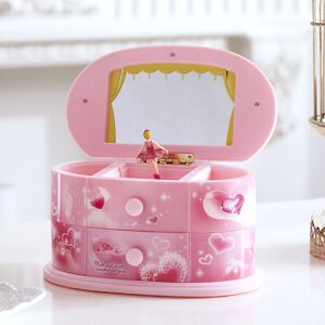 Rhafayre - Musical Jewelry Box for Girls with Spinning Ballerina,Pink Plastic Jewelry Box with Storage Drawer 2 Piece