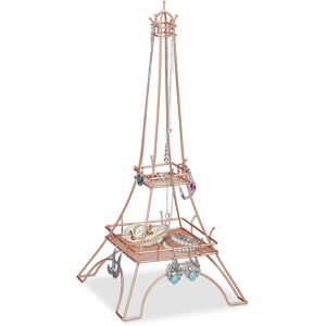 Jewellery Stand, Eiffel Tower, Chains, Rings & Bracelets, h x w x d: 47 x 21 x 21 cm, Metal, Gold - Relaxdays