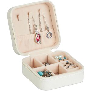 Relaxdays - Jewellery Case, Small Jewellery Box, Rings & Necklaces, Mini Box for Travelling, hwd: 5 x 10 x 10 cm, White