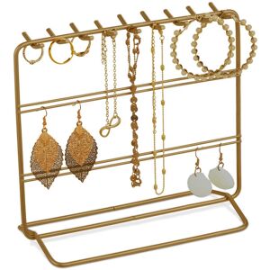 Jewellery Stand, Chains & Earrings, Jewellery Storage, HxWxD: 18 x 20 x 9 cm, Earring Holder Metal, Bronze - Relaxdays