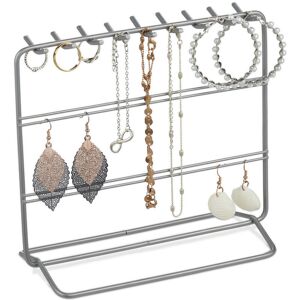 Relaxdays - Jewellery Stand, Chains & Earrings, Jewellery Storage, HxWxD: 18 x 20 x 9 cm, Earring Holder Metal, Silver