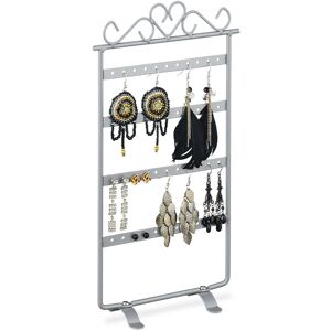 Relaxdays - Jewellery Stand, Earrings Storage, h x w x d: approx. 30.5 x 16.5 x 6.5 cm, Metal, Silver