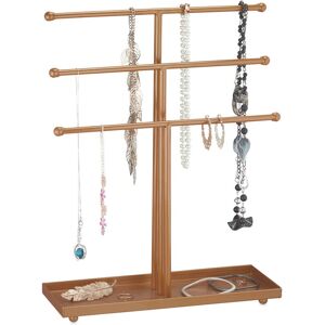 Relaxdays - Jewellery Stand, T-shaped, 3 Levels for Chains, with Shelf, h x w x d: 40 x 31 x 11 cm, Bronze