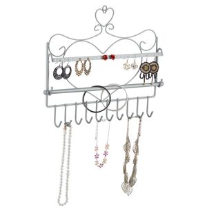 Relaxdays - Wall Jewellery Holder, for Necklaces, Heart Shape, h x w x d: 30 x 36.5 x 3.5 cm, Silver
