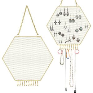 Rhafayre - Hanging Earring Organizers for Jewelry, Necklaces, Earrings, Bracelets, Keychain Rings 3026cm(Golden)