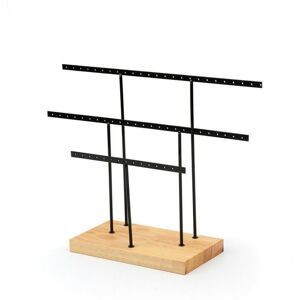 Jewelry Holder, Jewelry Display, Metal Wood Necklaces, Bracelets, Earrings, Ear Studs, Rings, Good Gift Idea Black - Rhafayre