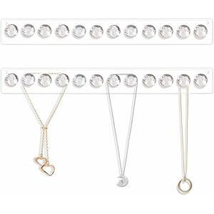 Rhafayre - Set of 2 Clear Acrylic Necklace Wall Racks with 12 Diamond Shaped Hooks