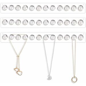 Rhafayre - Set of 3 Clear Acrylic Necklace Wall Racks with 12 Diamond Shaped Hooks