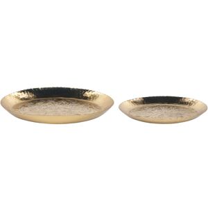 BELIANI Set of 2 Decorative Trays Trinket Jewellery Dish Metal Textured Gold Sadane - Gold