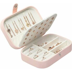 Hoopzi - Travel Jewelry Box Jewelry Box Women Child Girl Ring Organizer Earrings Necklaces Ear Bracelets, 16.5 x 11.5 x 5.5 cm (Pink)