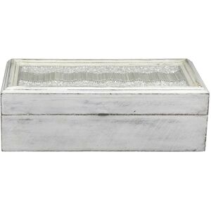 Vanity Living - White Beaded Medium Jewellery Box - White