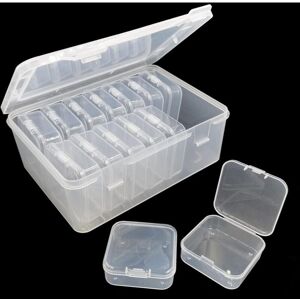 Héloise - 14 Pieces Small Storage Box with Lid, Clear Plastic Box and 1 Large Rectangular Plastic Storage Box for Beads, Jewelry, Small Items,