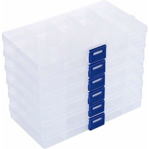 HÉLOISE 6Pcs Clear Plastic Storage Box Organizer Box with Adjustable Compartments Storage Containers for Earrings, Necklace, Pills for Use
