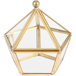 TLILY Glass Ring Box Wedding Jewelry Case Immortal Flower Cover Home Decoration