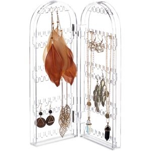 Relaxdays - Acrylic Jewellery Rack, Folding Accessory Stand, for Earrings, Necklaces, 2 Compartments, Clear Relaxdays - Acrylic Jewellery Rack, Folding Accessory Stand, for Earrings, Necklaces, 2 Compartments, Clear