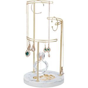 Relaxdays Jewellery Stand, Shelf, Chains, Earrings, Bracelets, 3 Metal Bars, H x D 35 x 18 cm, Iron, Marble, Gold Relaxdays Jewellery Stand, Shelf, Chains, Earrings, Bracelets, 3 Metal Bars, H x D 35 x 18 cm, Iron, Marble, Gold